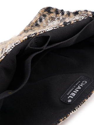 Multicolor Brown Tweed Wool Shoulder Bag