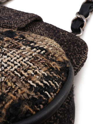 Tweed Frame Satchel Shoulder Bag