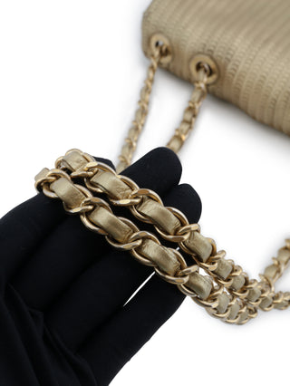 Metallic Leather Chain Shoulder Bag