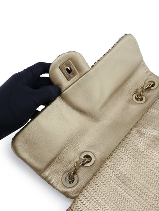 Metallic Leather Chain Shoulder Bag
