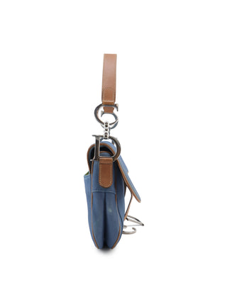 Denim Double Saddle Shoulder Bag
