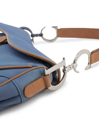 Denim Double Saddle Shoulder Bag