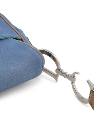 Denim Double Saddle Shoulder Bag