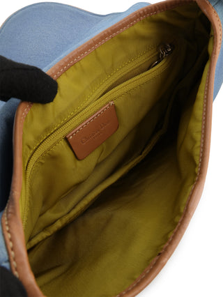 Denim Double Saddle Shoulder Bag