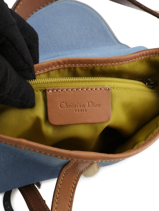 Denim Double Saddle Shoulder Bag