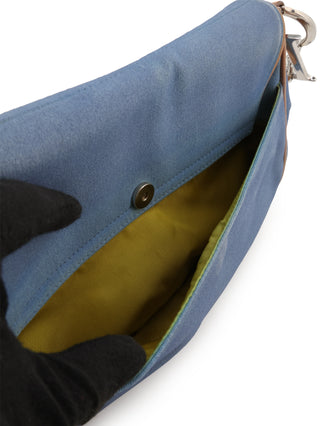 Denim Double Saddle Shoulder Bag