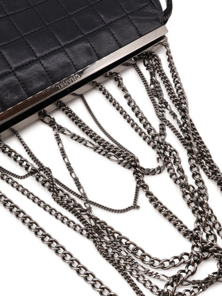 Chocolate Bar Chain Fringe Clutch