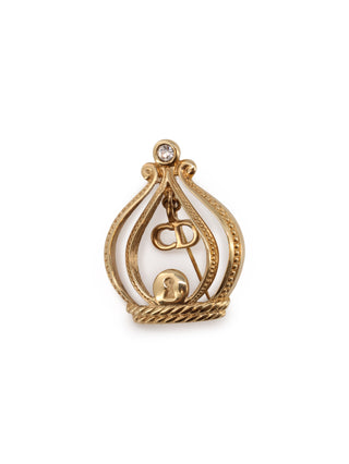Caged Dangling Logo Brooch