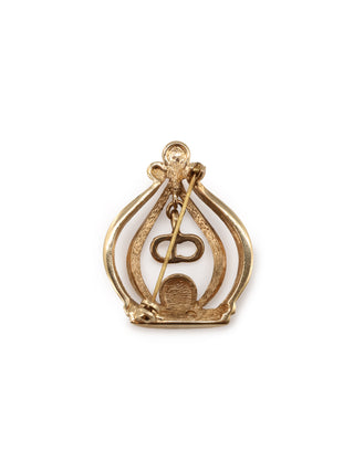 Caged Dangling Logo Brooch