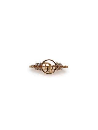 Circle Logo Rhinestone Brooch