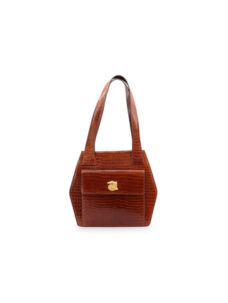 Crocodile Embossed Leather Handbag
