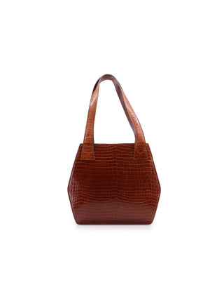 Crocodile Embossed Leather Handbag