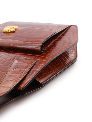 Crocodile Embossed Leather Handbag