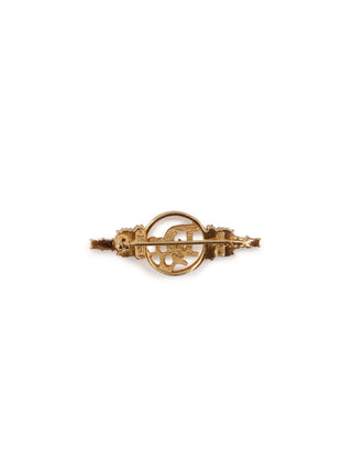 Circle Logo Rhinestone Brooch