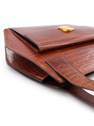 Crocodile Embossed Leather Handbag