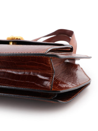Crocodile Embossed Leather Handbag