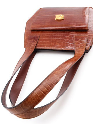 Crocodile Embossed Leather Handbag