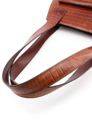 Crocodile Embossed Leather Handbag