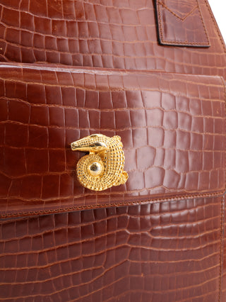 Crocodile Embossed Leather Handbag