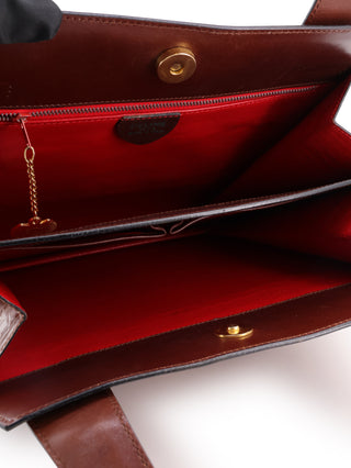 Crocodile Embossed Leather Handbag