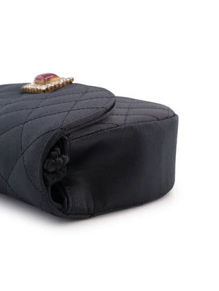 Satin Gripoix Quilted Half-Moon Shoulder Bag