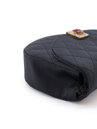 Satin Gripoix Quilted Half-Moon Shoulder Bag