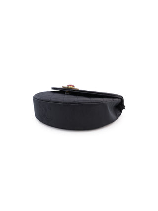 Satin Gripoix Quilted Half-Moon Shoulder Bag