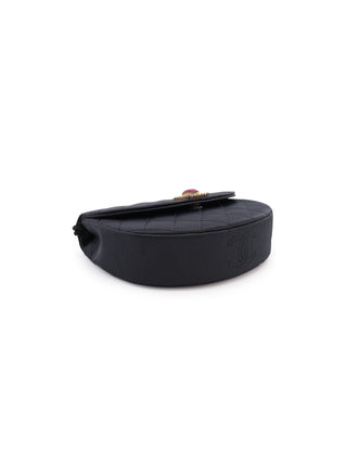 Satin Gripoix Quilted Half-Moon Shoulder Bag