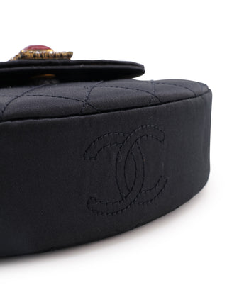 Satin Gripoix Quilted Half-Moon Shoulder Bag