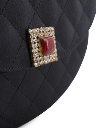Satin Gripoix Quilted Half-Moon Shoulder Bag