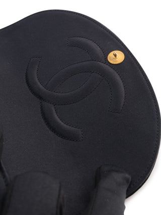 Satin Gripoix Quilted Half-Moon Shoulder Bag
