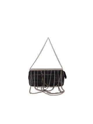 Chocolate Bar Chain Fringe Clutch