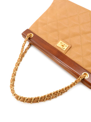Caviar Leather Wood Frame Shoulder Bag