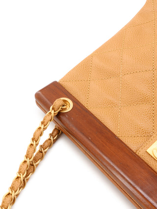 Caviar Leather Wood Frame Shoulder Bag