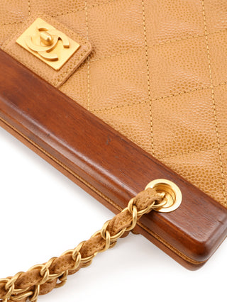 Caviar Leather Wood Frame Shoulder Bag