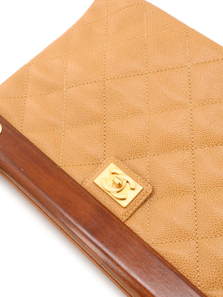 Caviar Leather Wood Frame Shoulder Bag