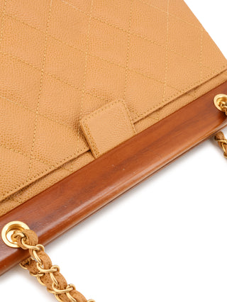 Caviar Leather Wood Frame Shoulder Bag