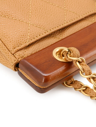 Caviar Leather Wood Frame Shoulder Bag