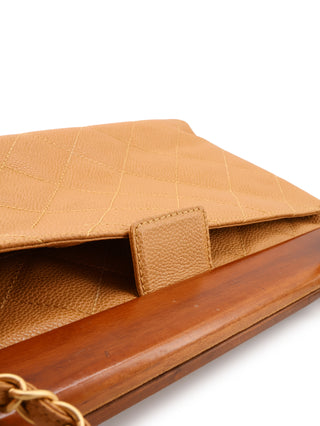 Caviar Leather Wood Frame Shoulder Bag