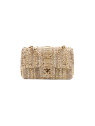 Mini Woven Tweed Python Single Flap Bag