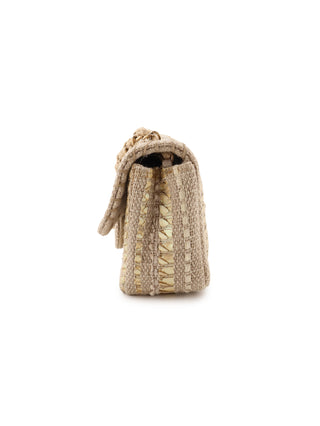 Mini Woven Tweed Python Single Flap Bag