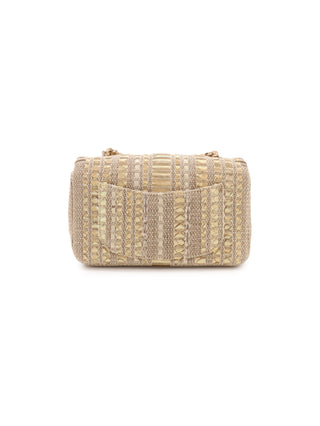 Mini Woven Tweed Python Single Flap Bag