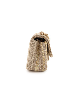 Mini Woven Tweed Python Single Flap Bag
