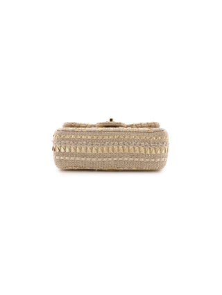 Mini Woven Tweed Python Single Flap Bag