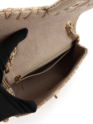 Mini Woven Tweed Python Single Flap Bag