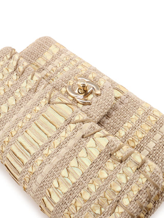 Mini Woven Tweed Python Single Flap Bag
