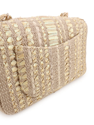 Mini Woven Tweed Python Single Flap Bag