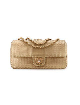Metallic Leather Chain Shoulder Bag