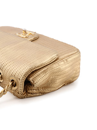 Metallic Leather Chain Shoulder Bag