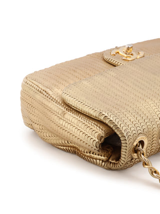 Metallic Leather Chain Shoulder Bag